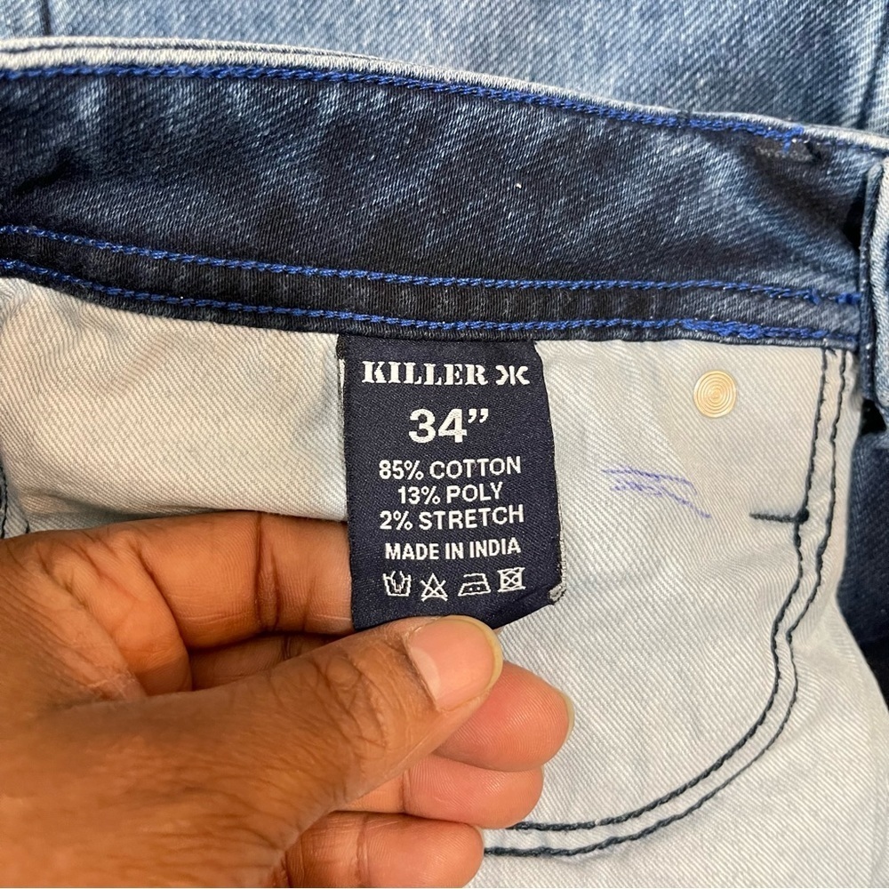 Denim Killer Blu Carrot Fit Mens Jeans Sz 34 Blue Prewash - Picture 11 of 16